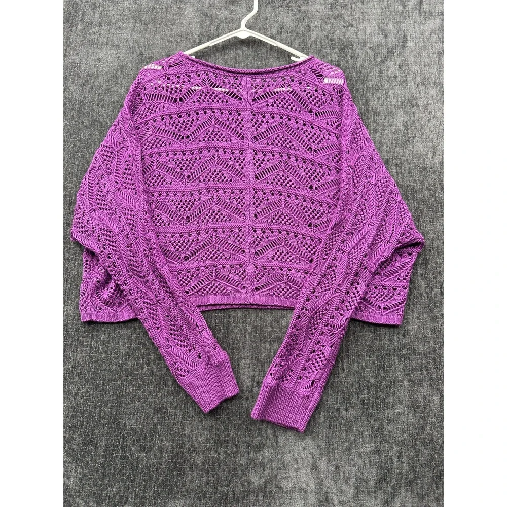 Allen B by Allen Schwartz Sweater Womens XL Pink Crochet Chunky Knit Scoop‎ Neck